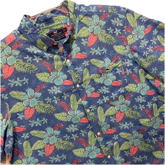 Vineyard Vines Hawaiian Classic Fit Tucker Shirt Short Sleeve Button Mens XL EUC - Picture 1 of 6